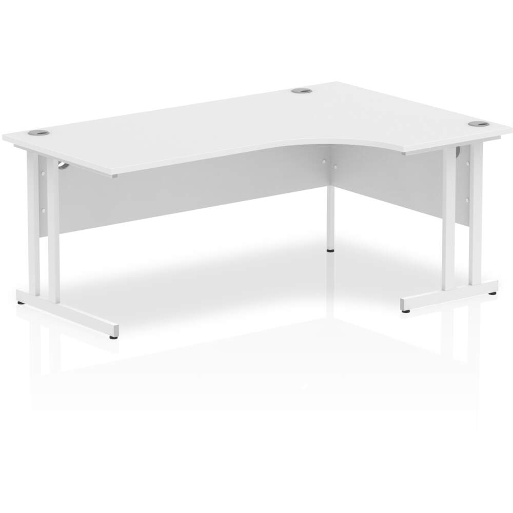 Impulse 1800mm Right Crescent Desk White Top White Cantilever Leg