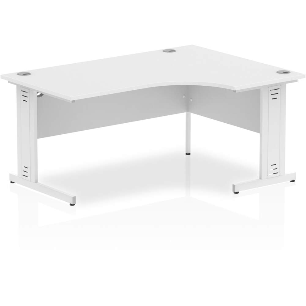 Impulse 1600mm Right Crescent Desk White Top White Cable Managed Leg