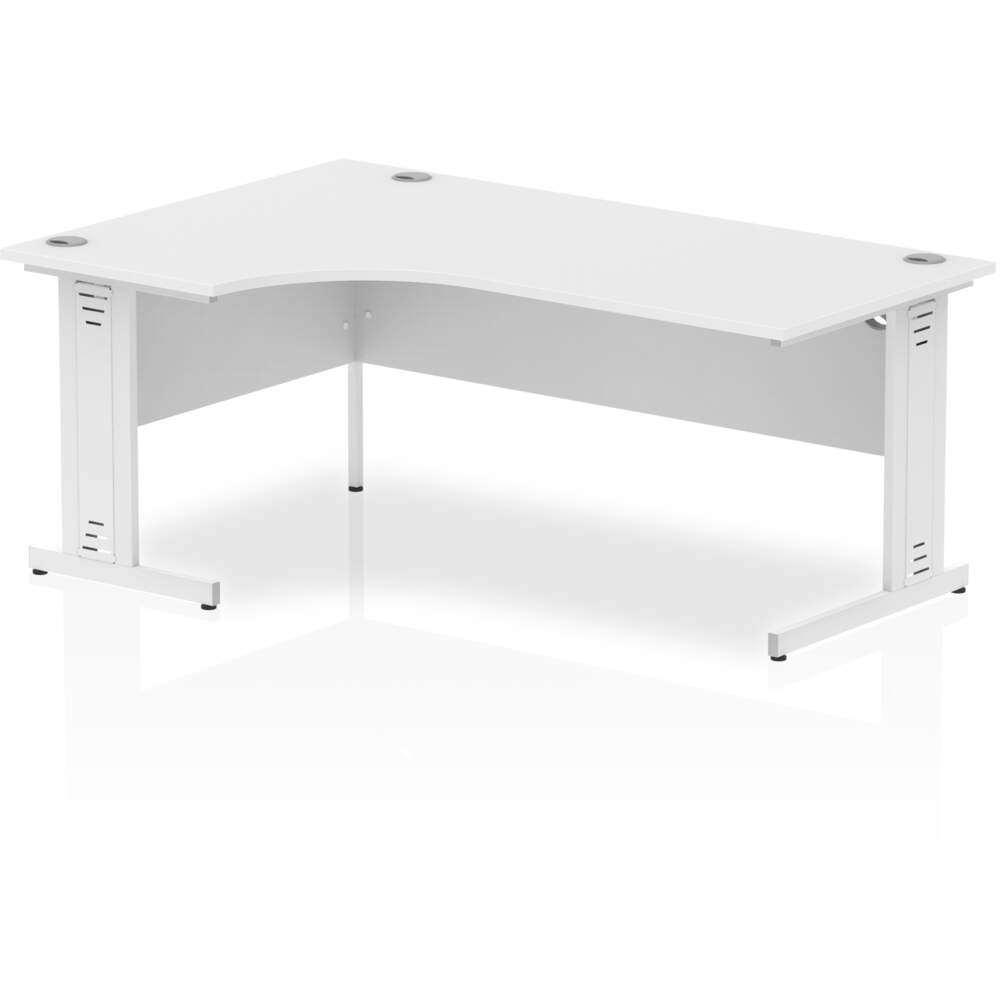 Impulse 1800mm Left Crescent Desk White Top White Cable Managed Leg