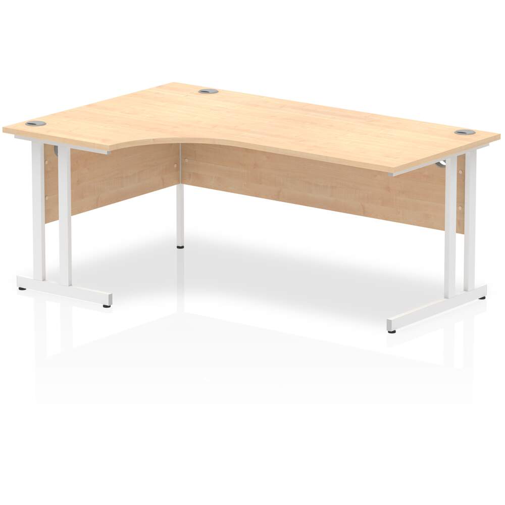 Impulse 1800mm Left Crescent Desk Maple Top White Cantilever Leg