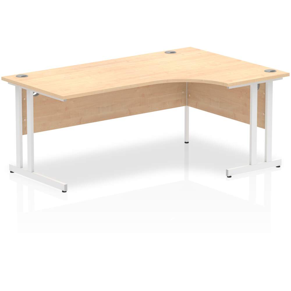 Impulse 1800mm Right Crescent Desk Maple Top White Cantilever Leg