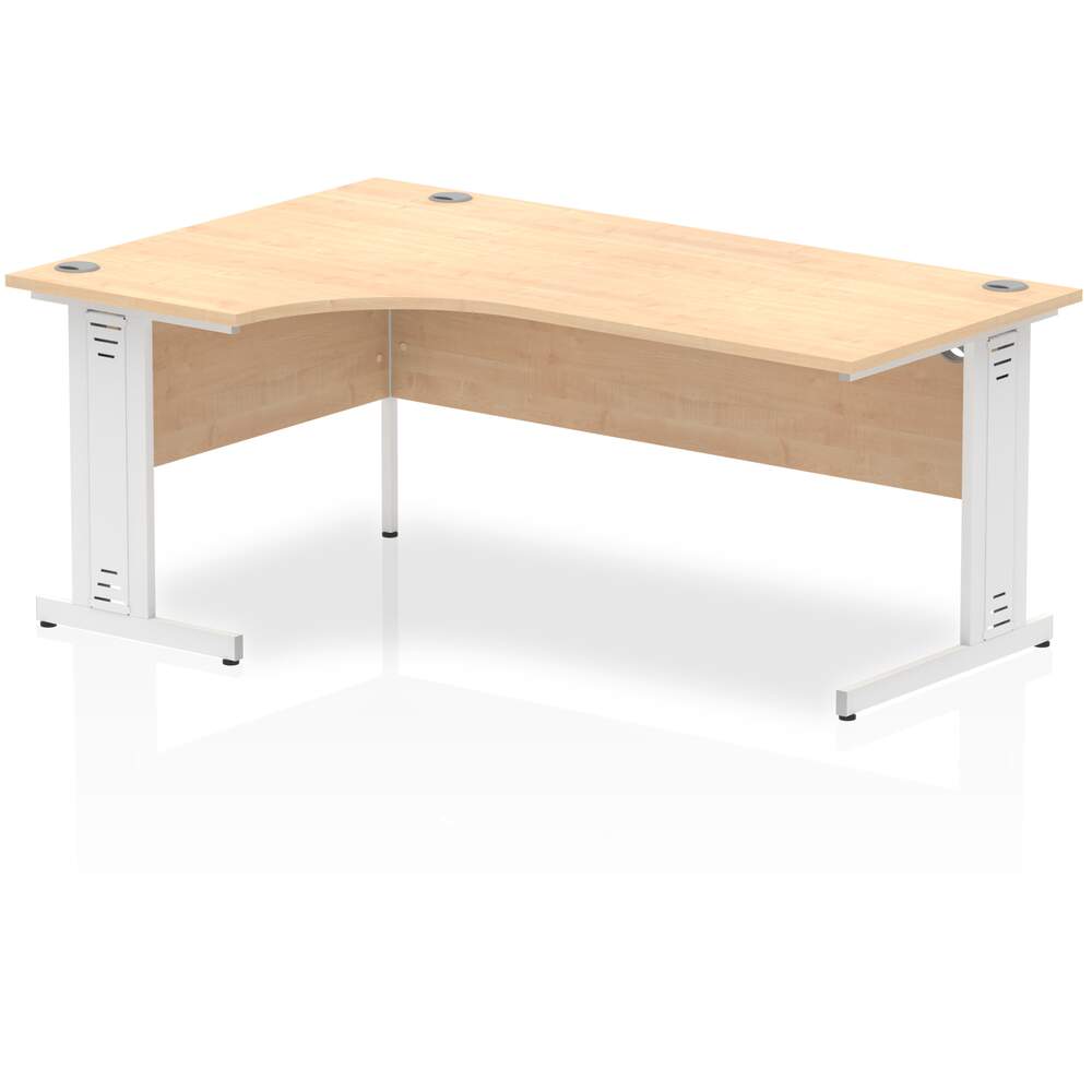 Impulse 1800mm Left Crescent Desk Maple Top White Cable Managed Leg