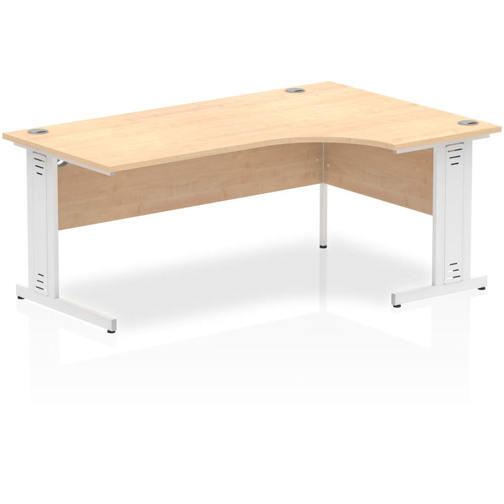 Impulse 1800mm Right Crescent Desk Maple Top White Cable Managed Leg