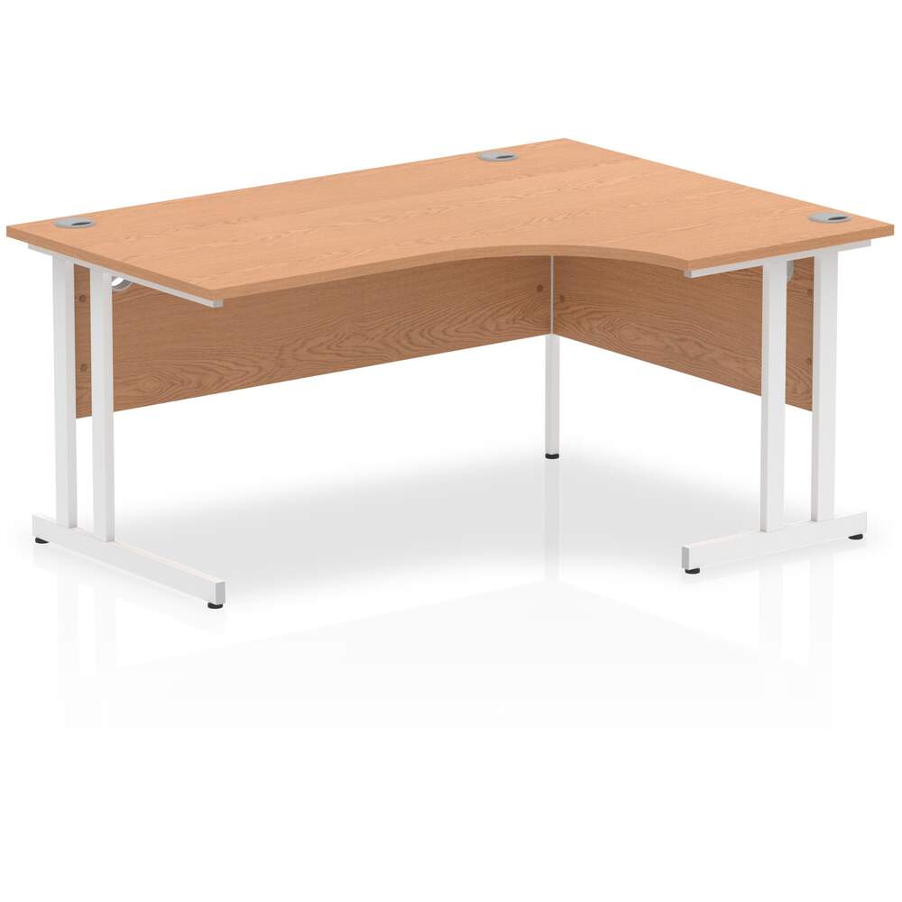 Impulse 1600mm Left Crescent Desk Oak Top Black Cantilever Leg