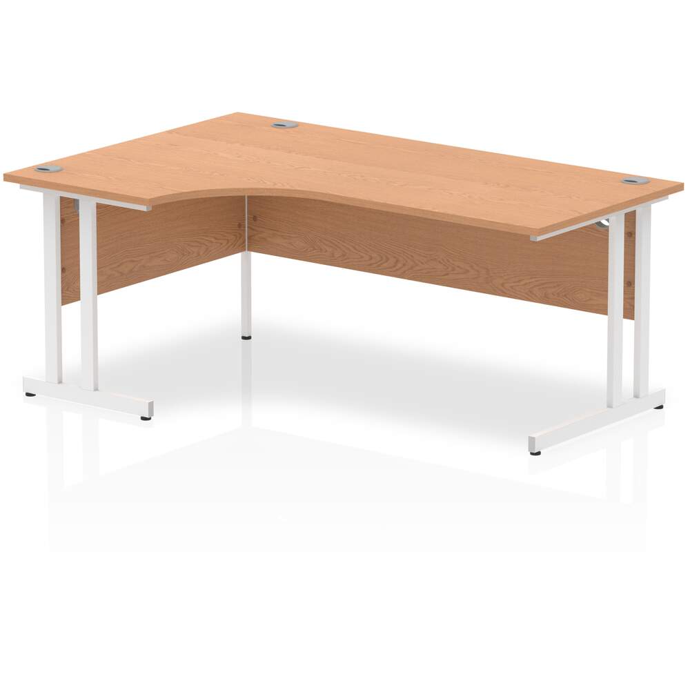 Impulse 1800mm Left Crescent Desk Oak Top White Cantilever Leg