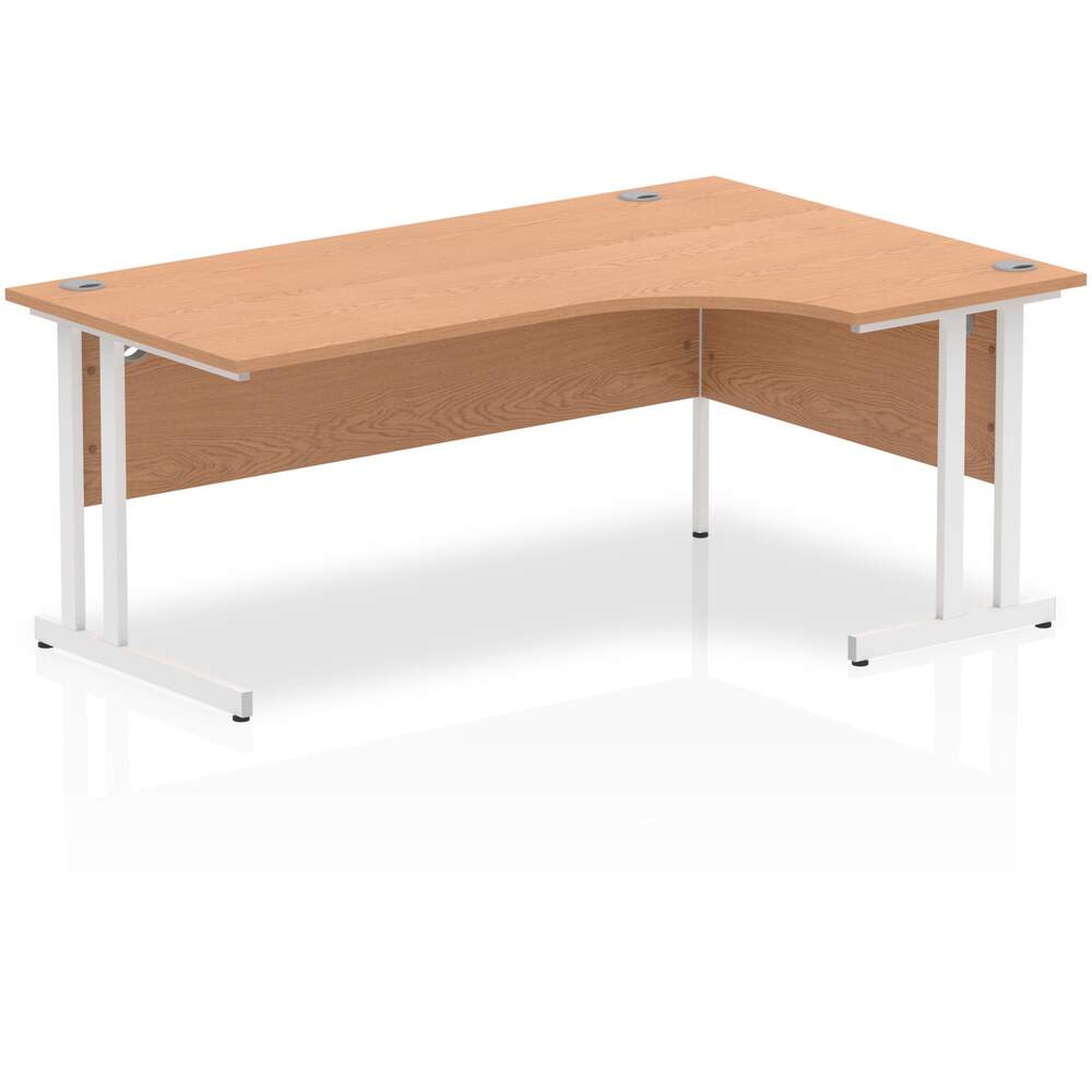 Impulse 1800mm Right Crescent Desk Oak Top White Cantilever Leg