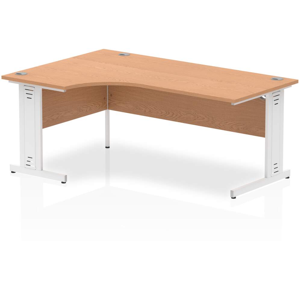 Impulse 1800mm Left Crescent Desk Oak Top White Cable Managed Leg