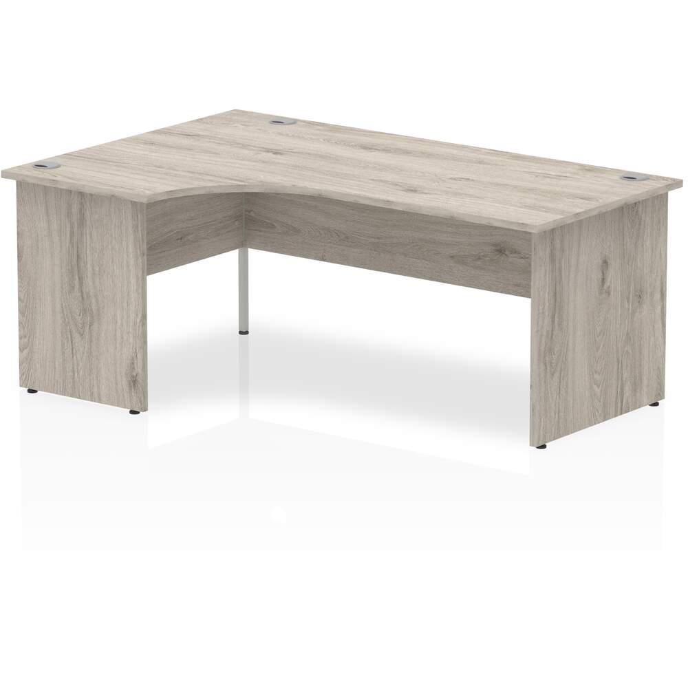 Impulse 1800mm Left Crescent Desk Grey Oak Top Panel End Leg