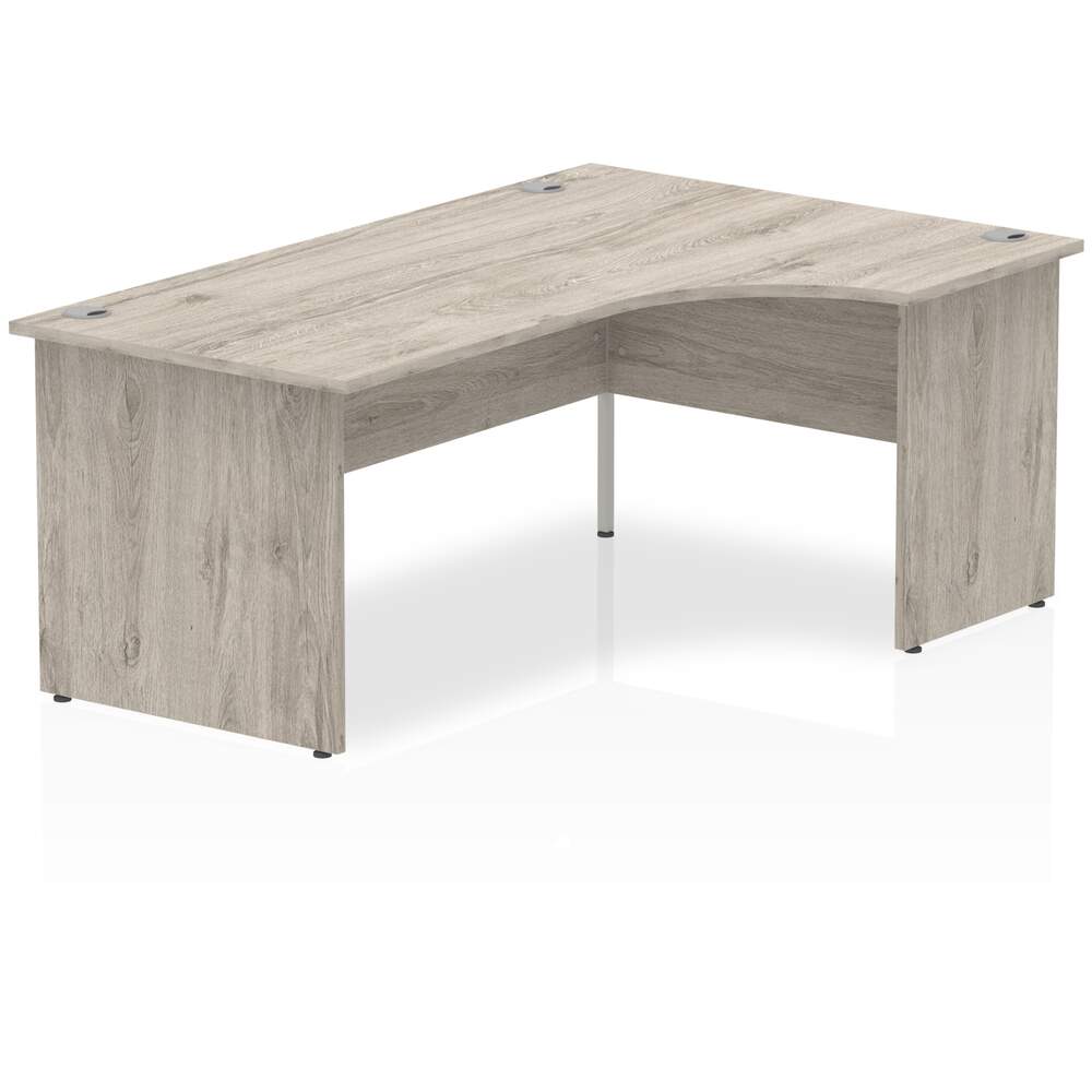 Impulse 1800mm Right Crescent Desk Grey Oak Top Panel End Leg