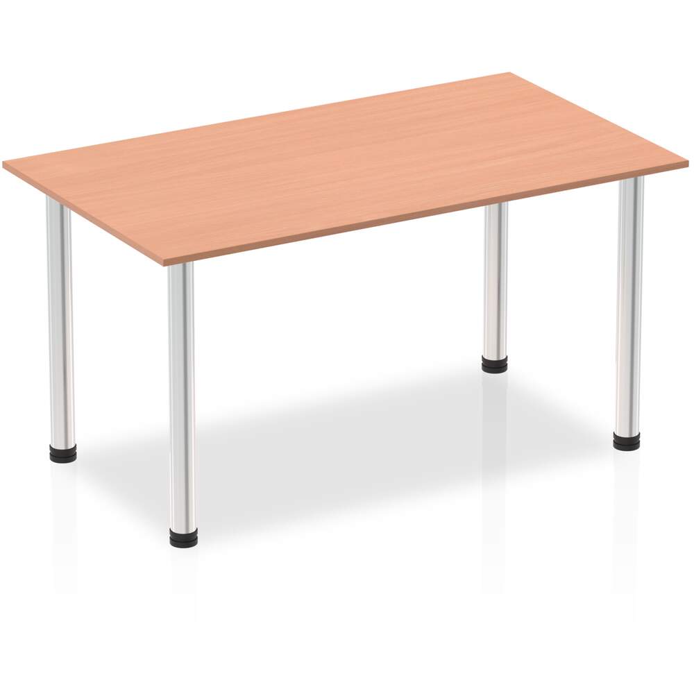 Impulse 1400mm Straight Table Beech Top Chrome Post Leg