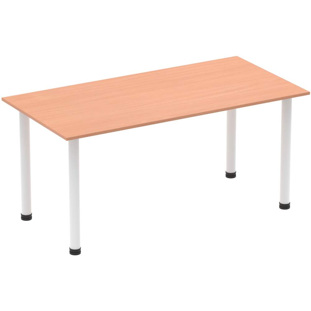 Impulse 1600mm Straight Table Beech Top White Post Leg