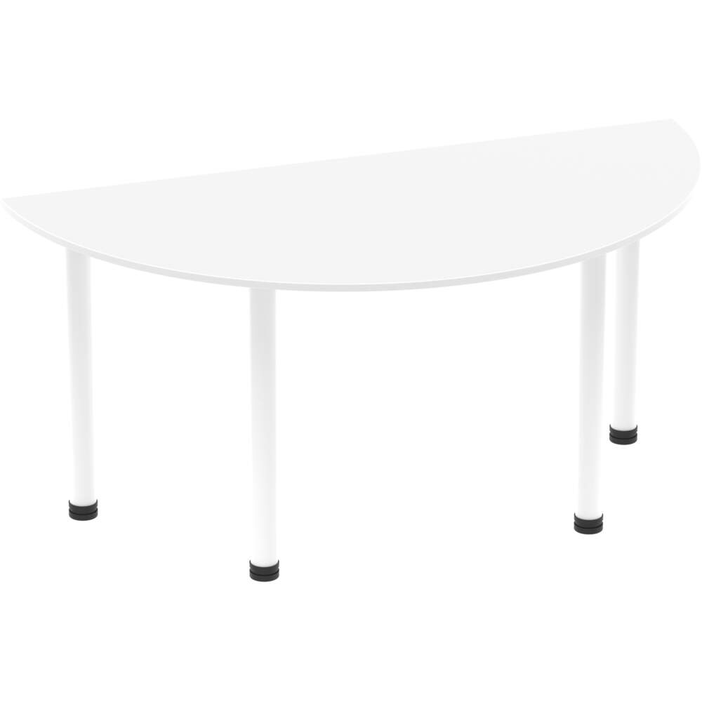 Impulse 1600mm Semi-Circle Table White Top White Post Leg