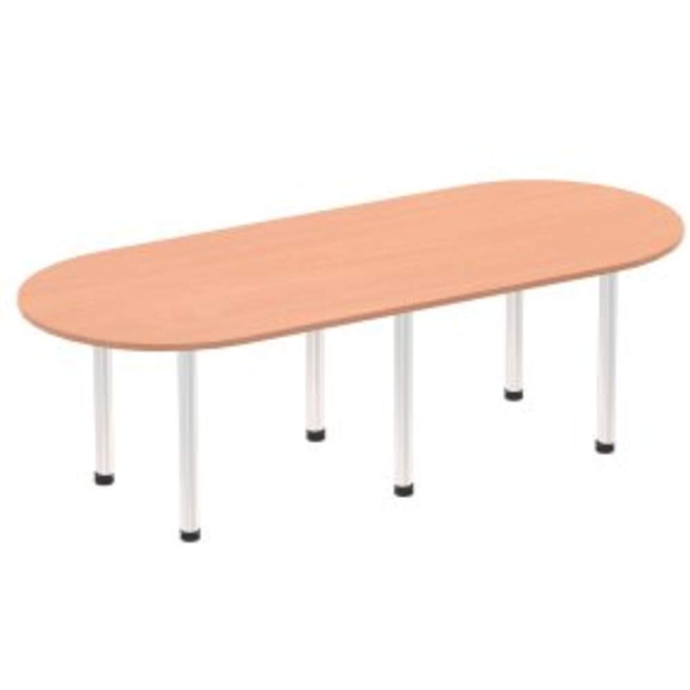 Impulse 2400mm Boardroom Table Beech Top Brushed Aluminium Post Leg