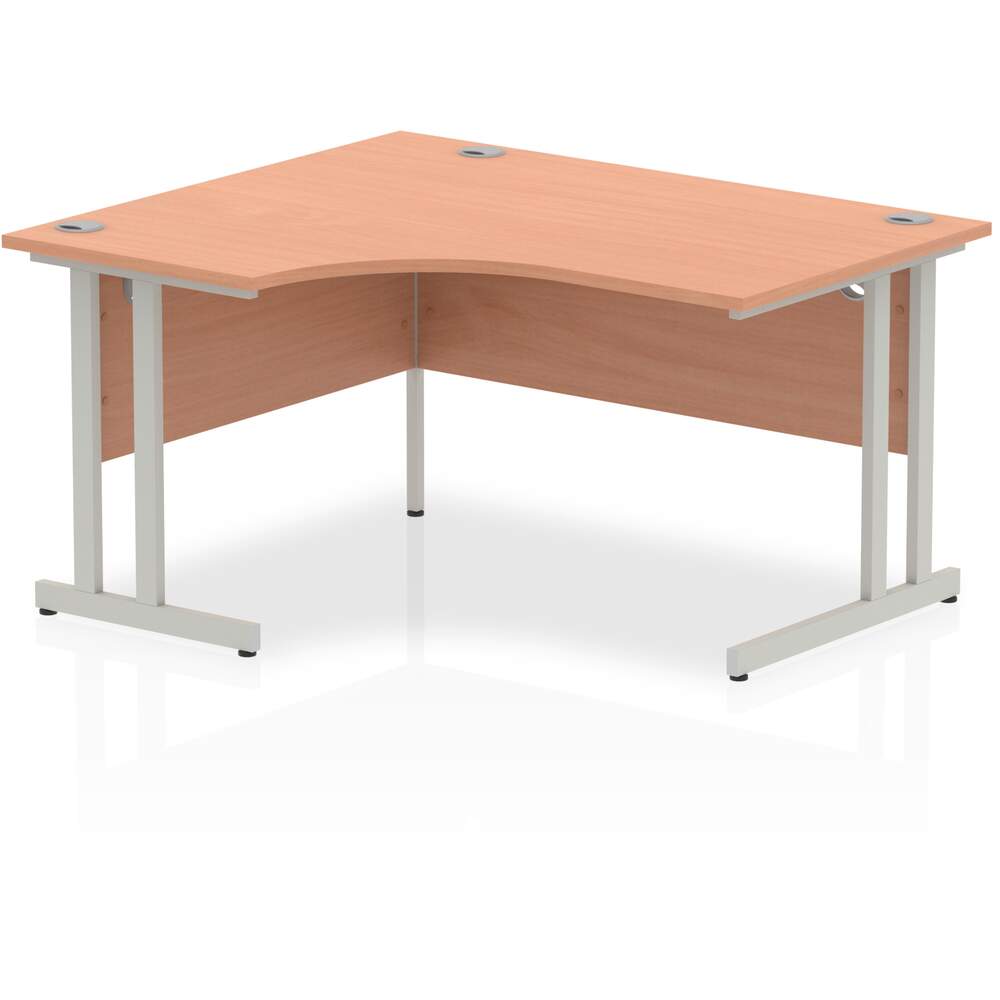 Impulse 1400mm Left Crescent Desk Beech Top Silver Cantilever Leg