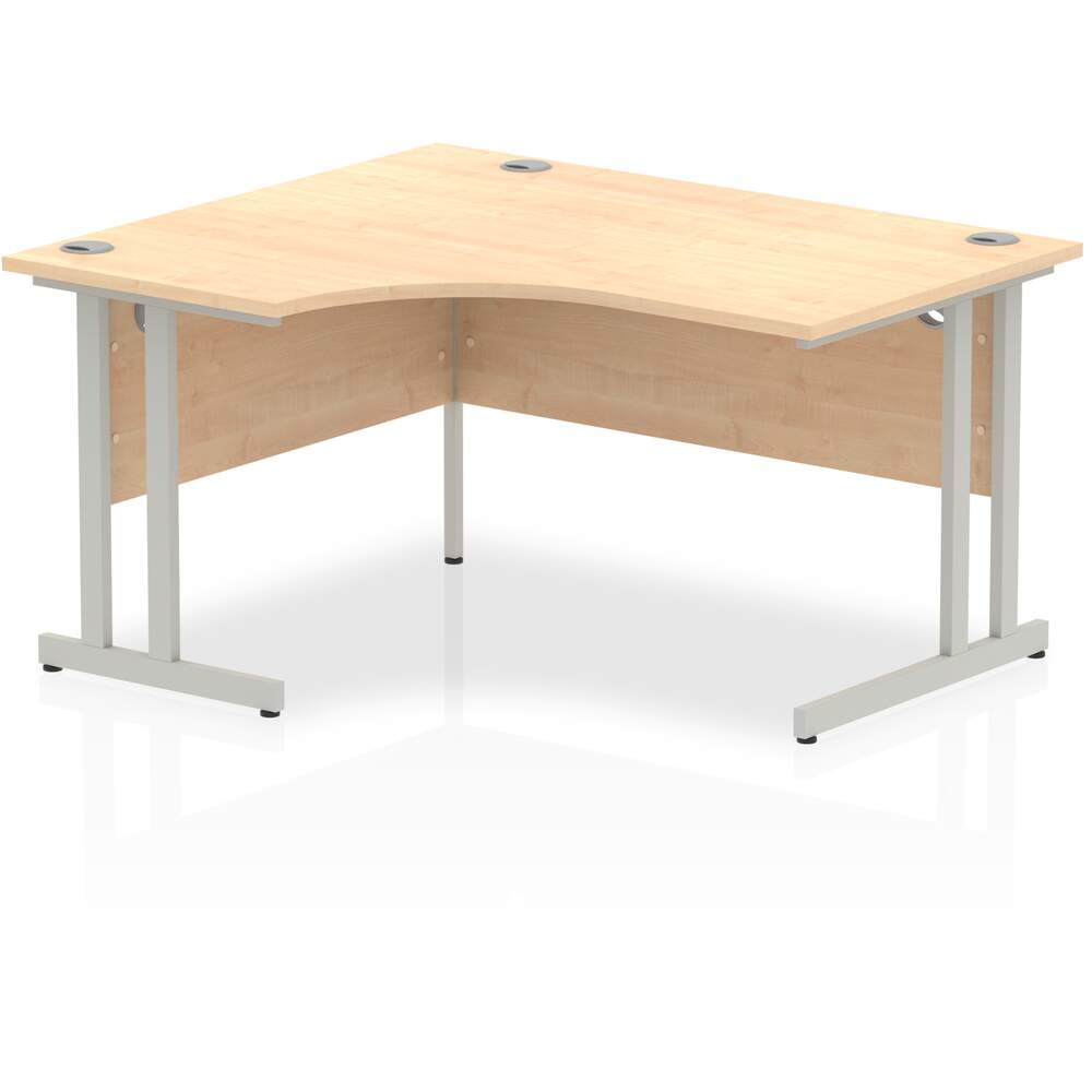 Impulse 1400mm Left Crescent Desk Maple Top Silver Cantilever Leg