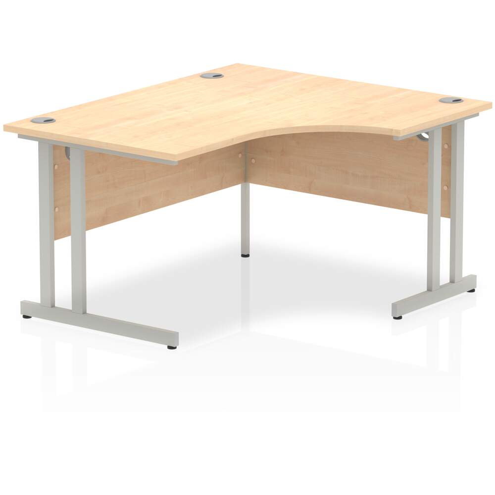 Impulse 1400mm Right Crescent Desk Maple Top Silver Cantilever Leg