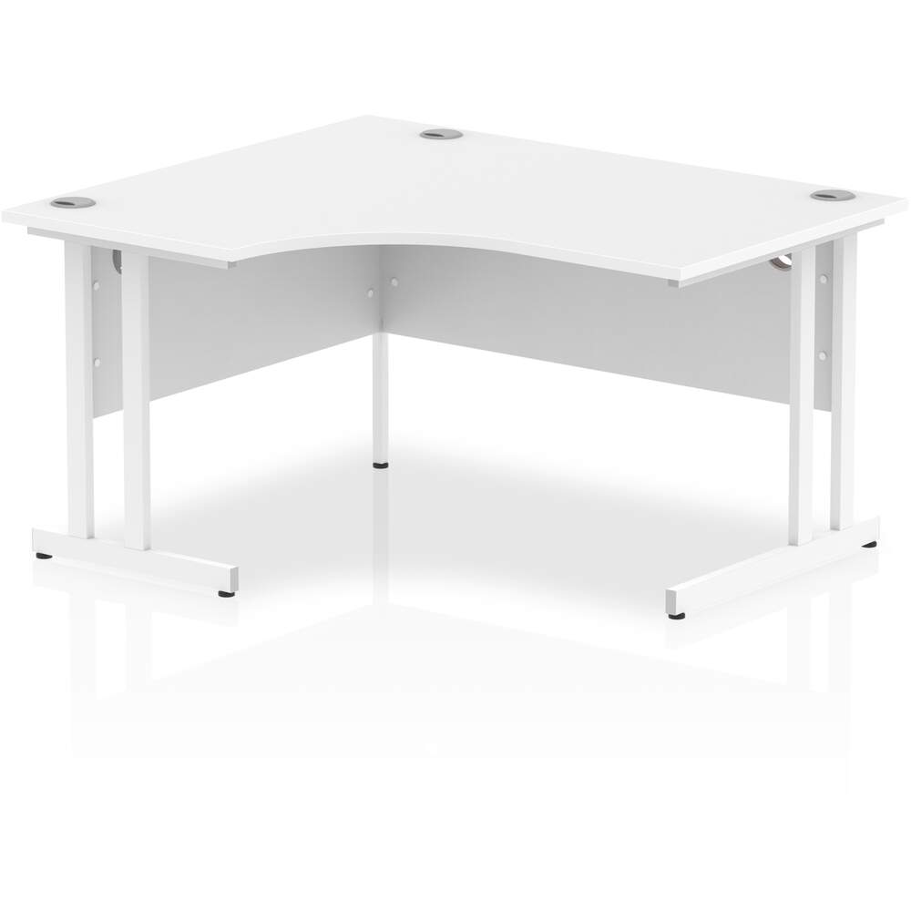 Impulse 1400mm Left Crescent Desk White Top White Cantilever Leg