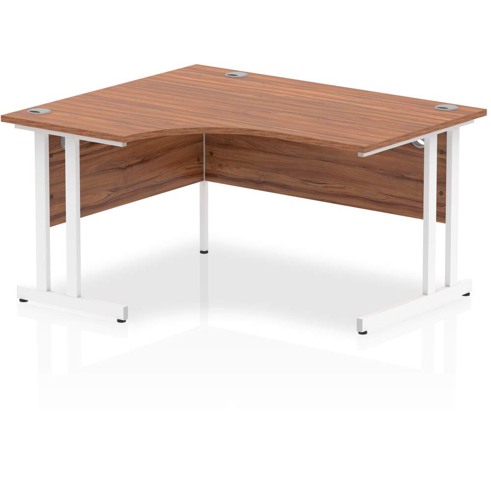 Impulse 1400mm Right Crescent Desk Walnut Top Black Cantilever Leg