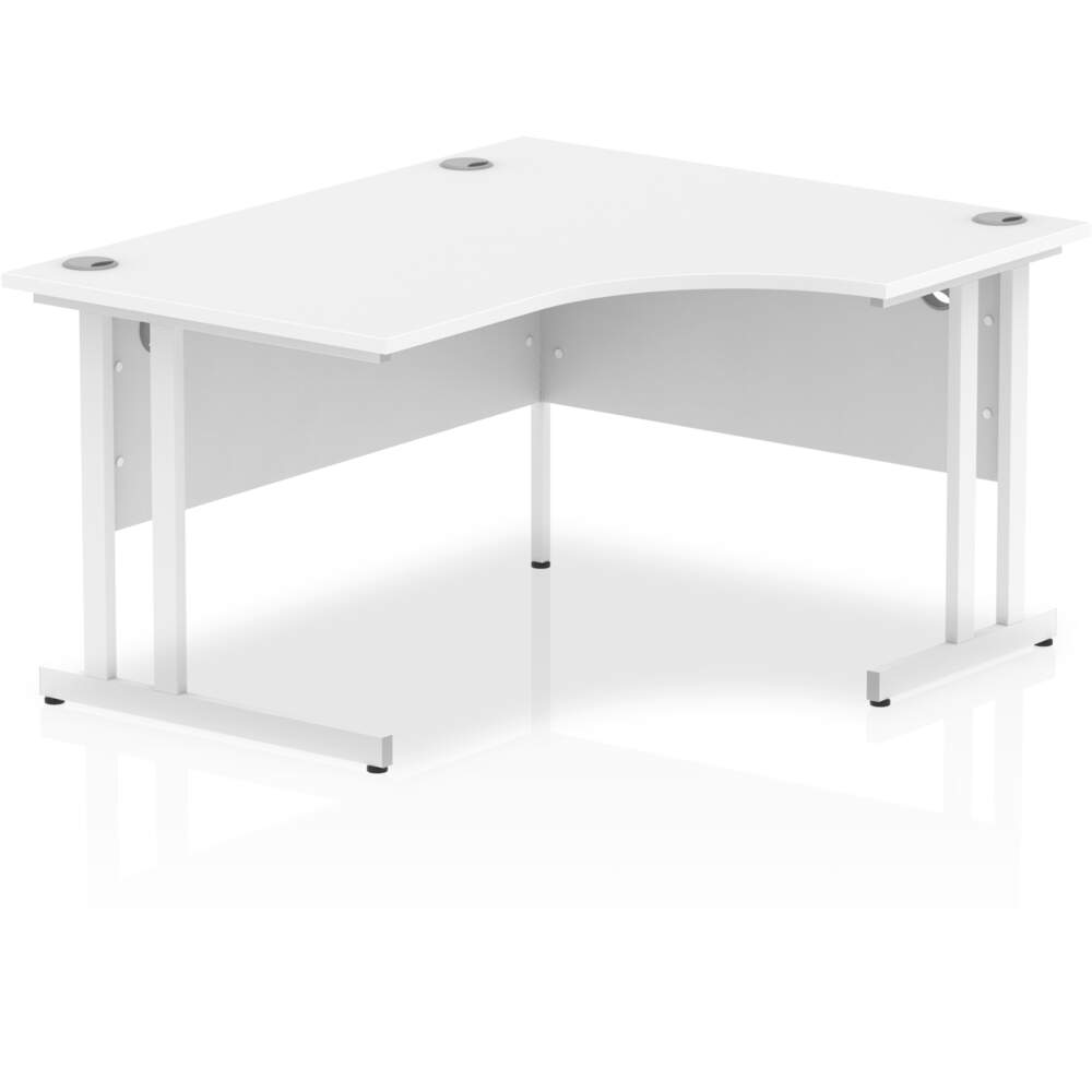 Impulse 1400mm Right Crescent Desk White Top White Cantilever Leg