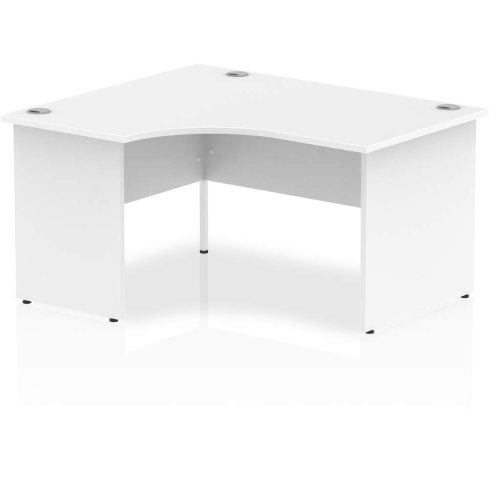 Impulse 1400mm Left Crescent Desk White Top Panel End Leg