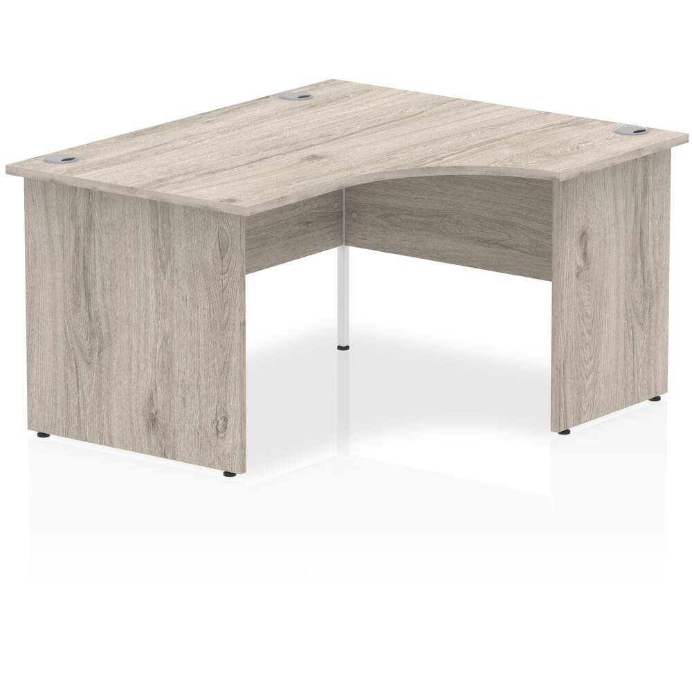 Impulse 1400mm Right Crescent Desk Grey Oak Top Panel End Leg