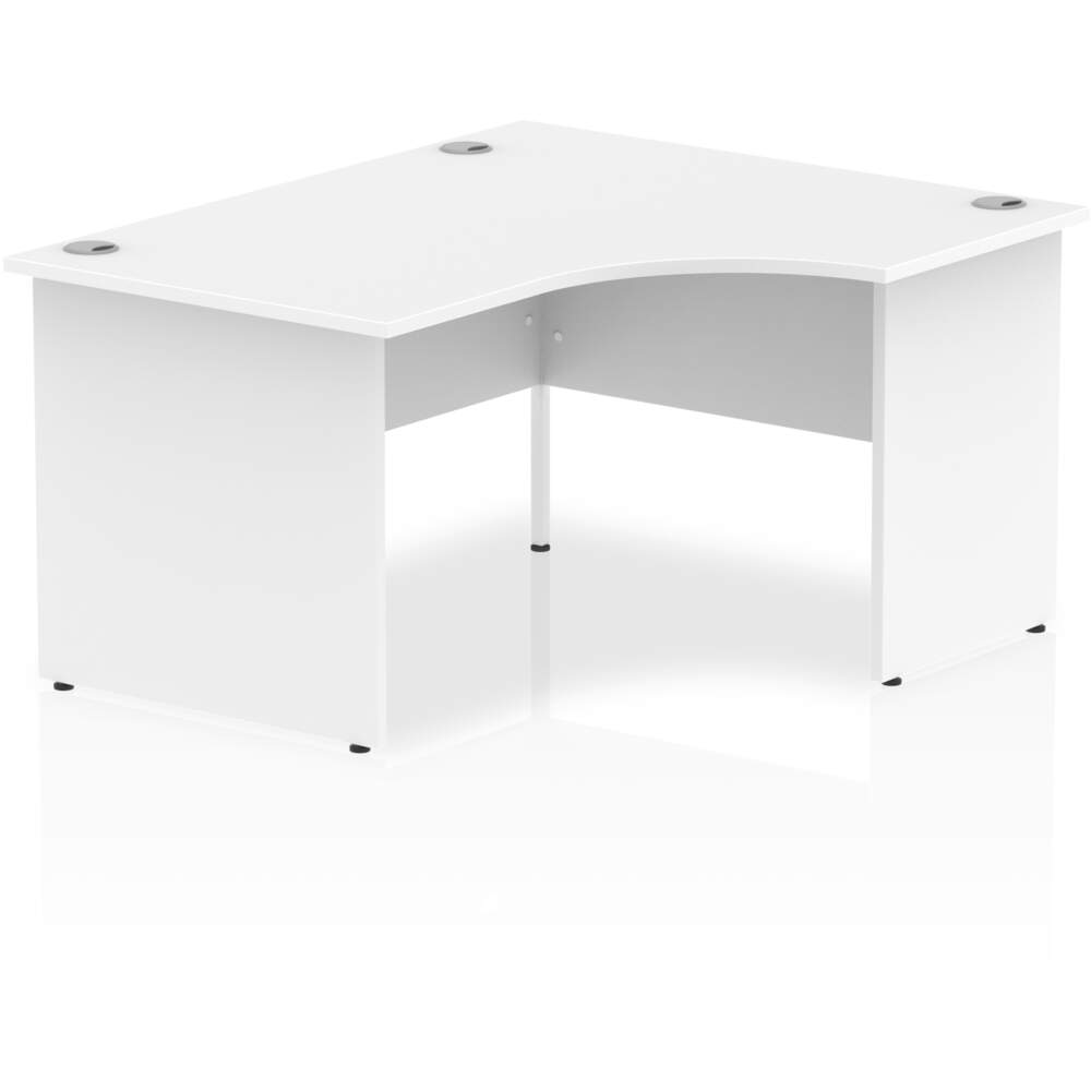 Impulse 1400mm Right Crescent Desk White Top Panel End Leg