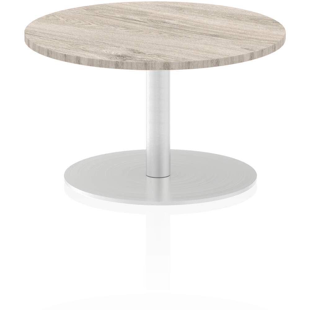 Italia 600mm Poseur Round Table Grey Oak Top 475mm High Leg