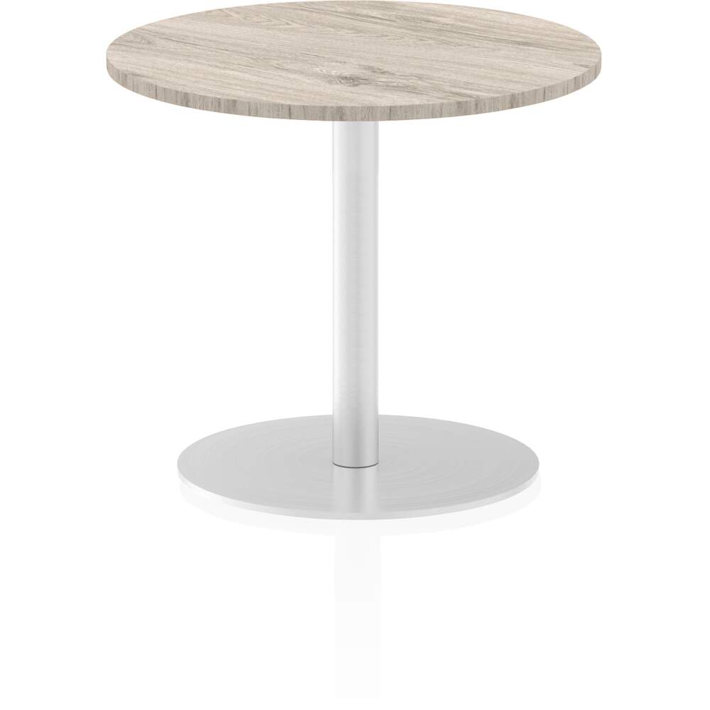 Italia 600mm Poseur Round Table Grey Oak Top 725mm High Leg