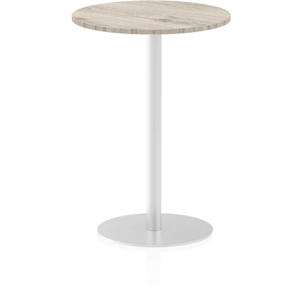 Italia 600mm Poseur Round Table Grey Oak Top 1145mm High Leg