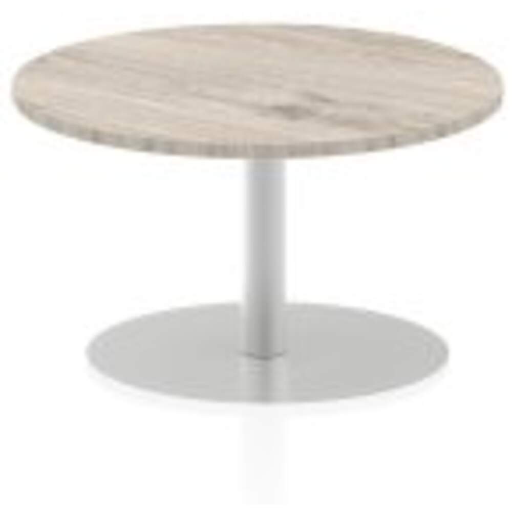 Italia 800mm Poseur Round Table Grey Oak Top 475mm High Leg