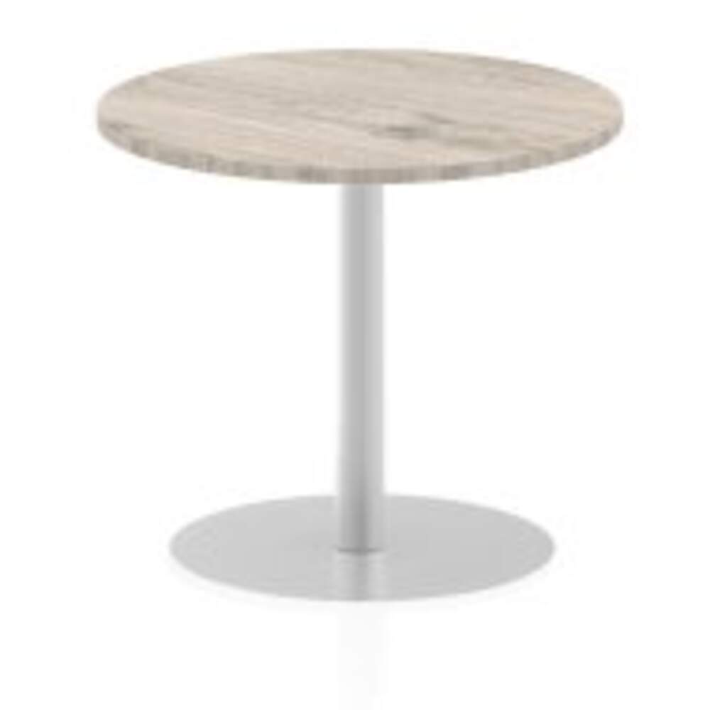 Italia 800mm Poseur Round Table Grey Oak Top 725mm High Leg