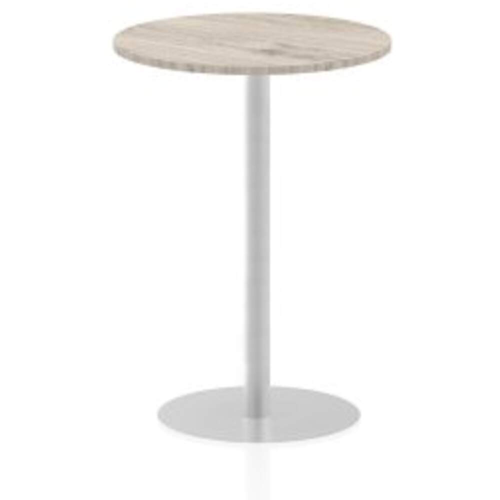 Italia 800mm Poseur Round Table Grey Oak Top 1145mm High Leg