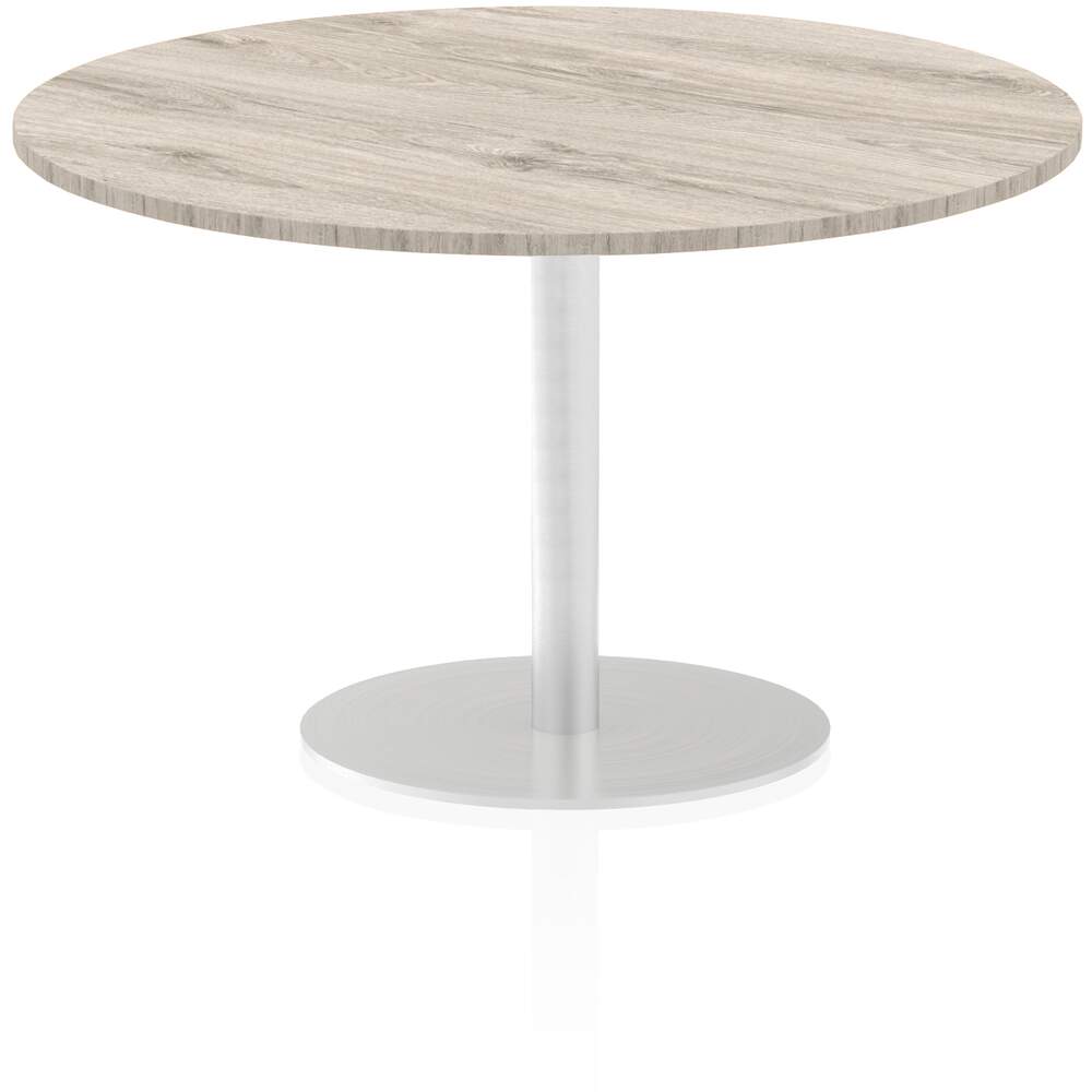 Italia 1200mm Poseur Round Table Grey Oak Top 725mm High Leg