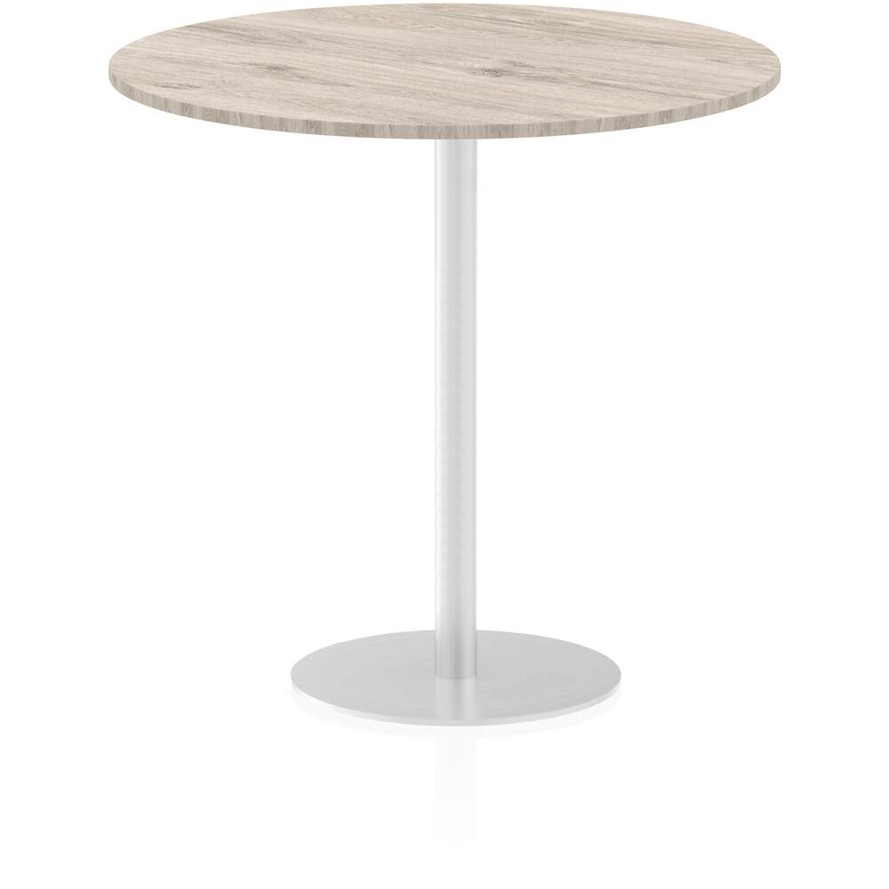 Italia 1200mm Poseur Round Table Grey Oak Top 1145mm High Leg