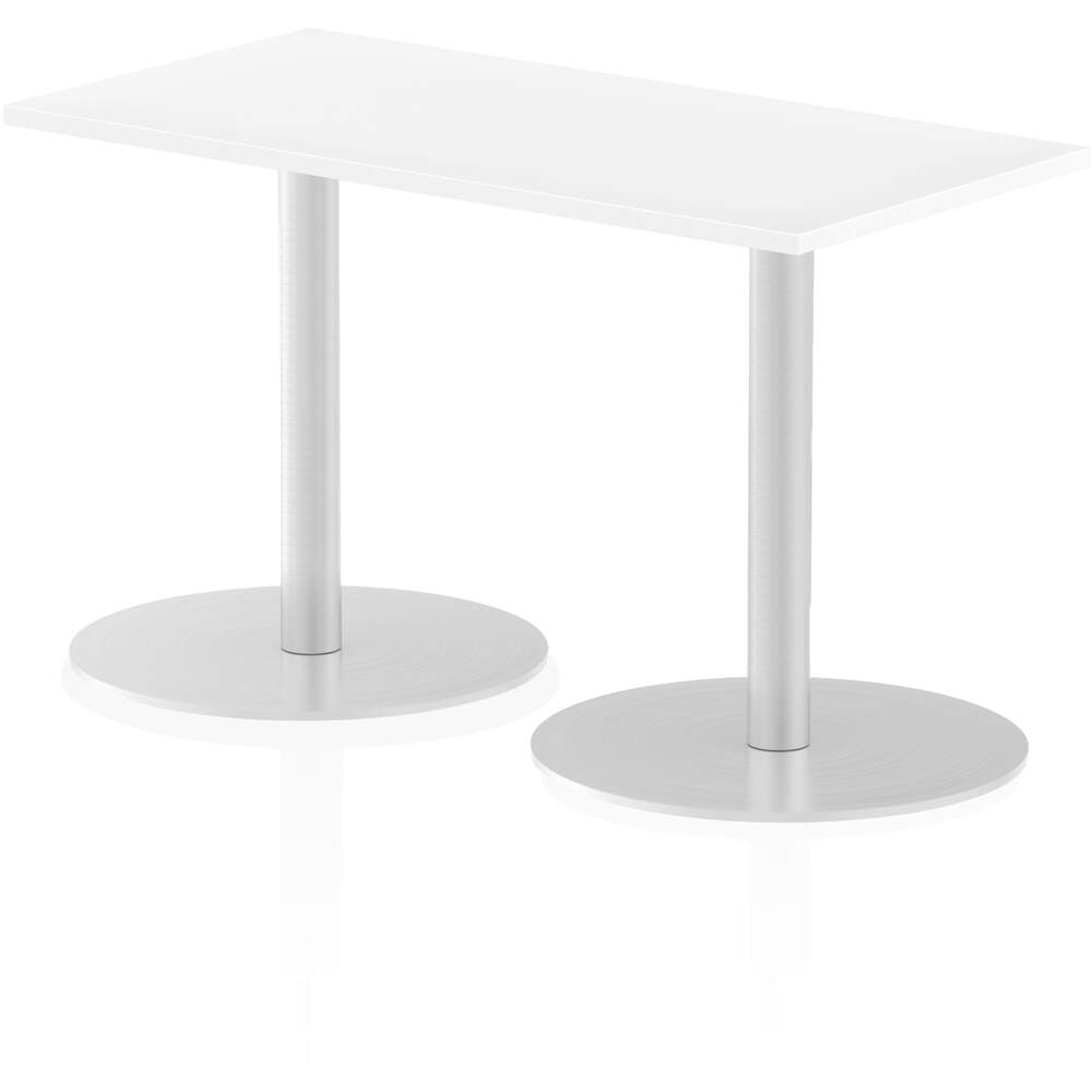 Italia 1200 x 600mm Poseur Rectangular Table White Top 725mm High Leg