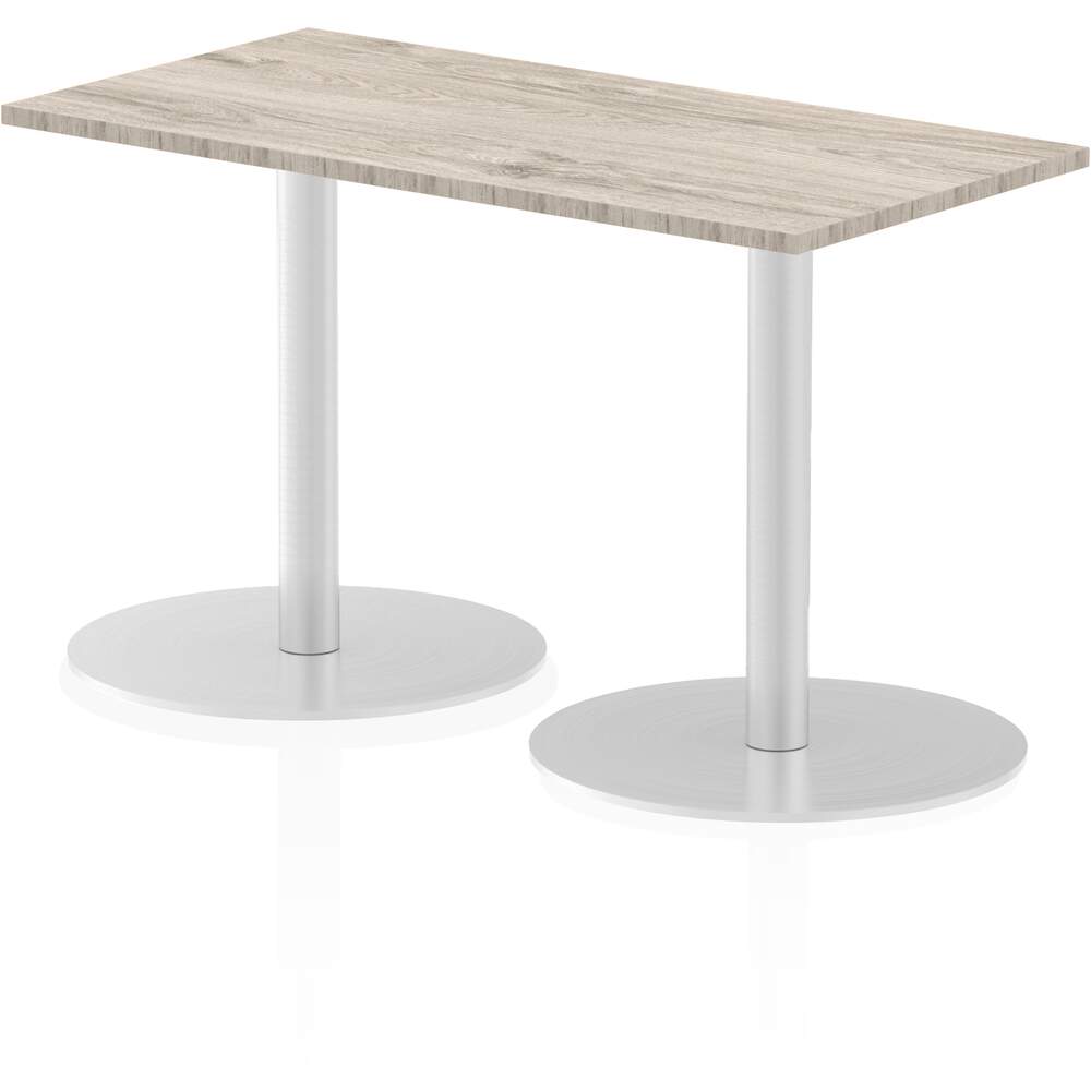 Italia 1200 x 600mm Poseur Rectangular Table Grey Oak Top 725mm High Leg