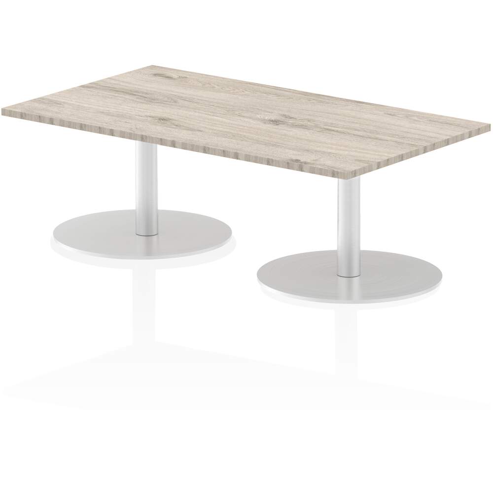 Italia 1400 x 800mm Poseur Rectangular Table Grey Oak Top 475mm High Leg