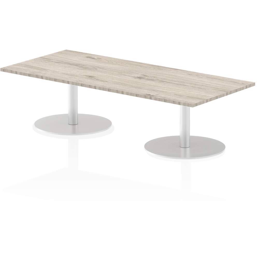 Italia 1800 x 800mm Poseur Rectangular Table Grey Oak Top 475mm High Leg