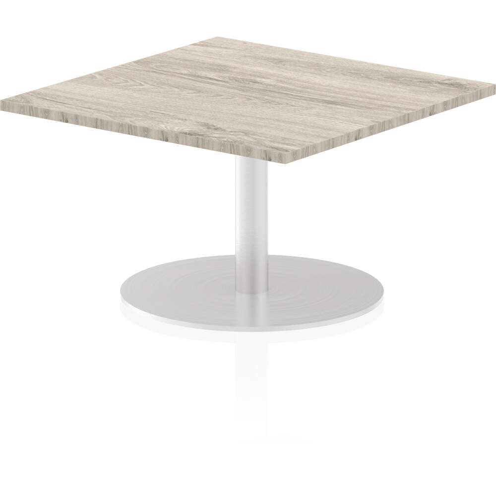 Italia 800mm Poseur Square Table Grey Oak Top 475mm High Leg