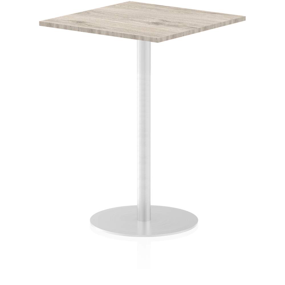 Italia 800mm Poseur Square Table Grey Oak Top 1145mm High Leg