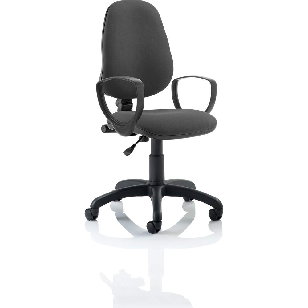 Eclipse I Lever Task Operator Chair Charcoal With Loop Arms