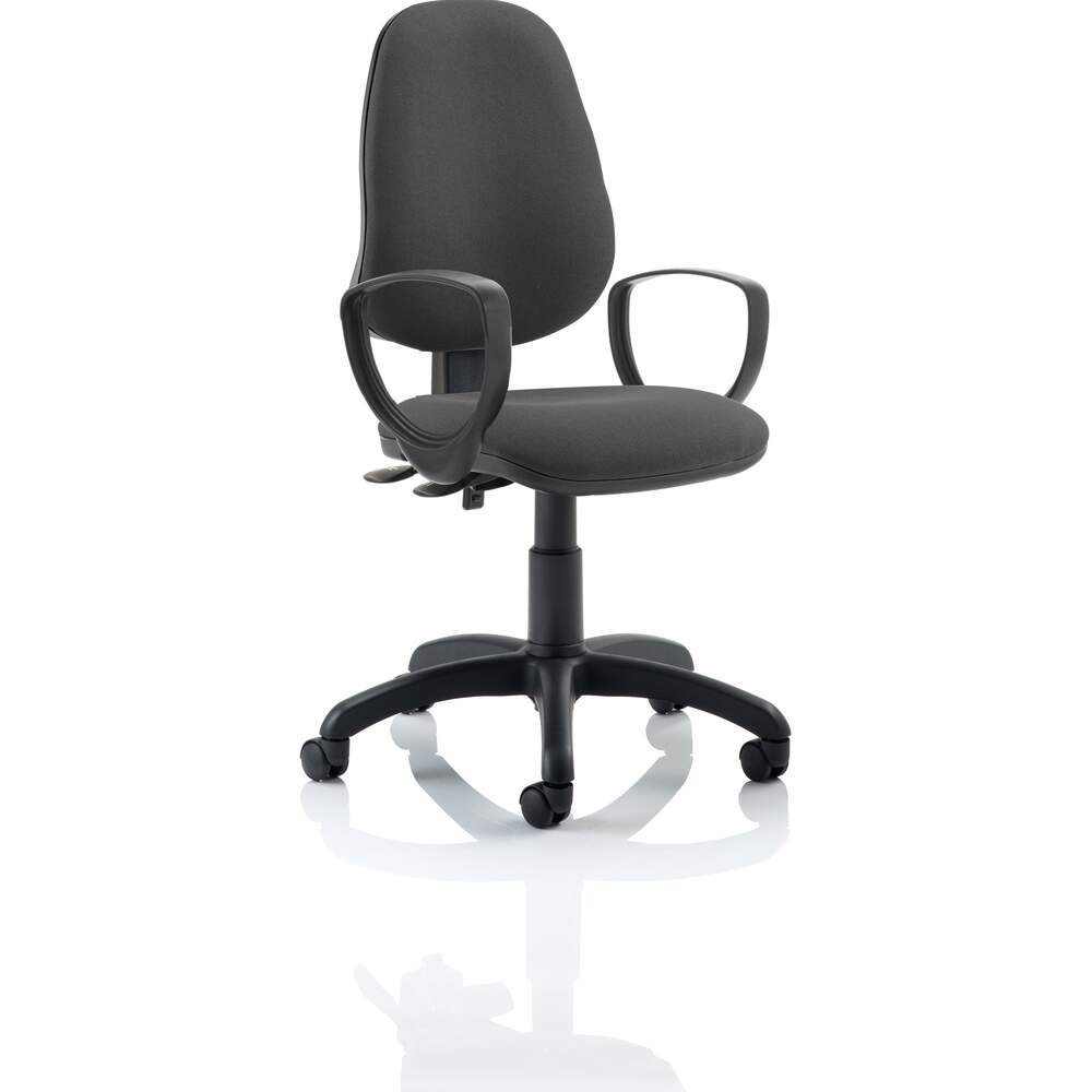 Eclipse II Lever Task Operator Chair Charcoal With Loop Arms