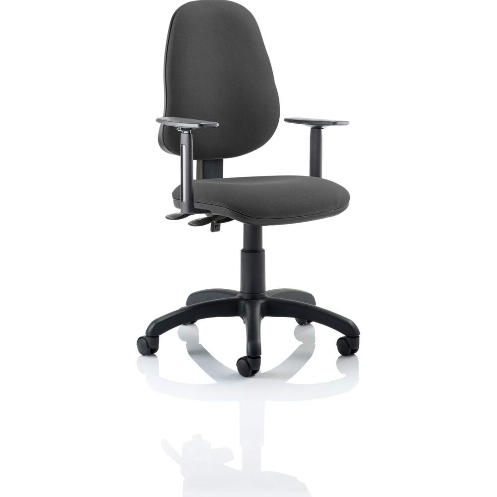 Eclipse II Lever Task Operator Chair Charcoal With Height Adjustable Arms