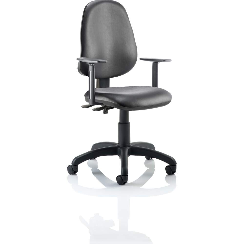 Eclipse II Lever Task Operator Chair Vinyl Black With Height Adjustable Arms