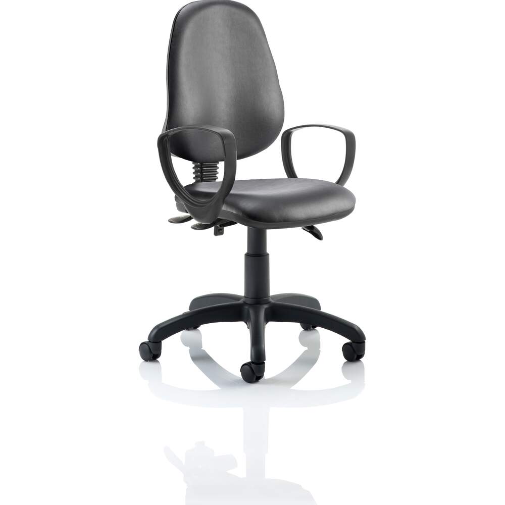 Eclipse III Lever Task Operator Chair Vinyl Black With Loop Arms