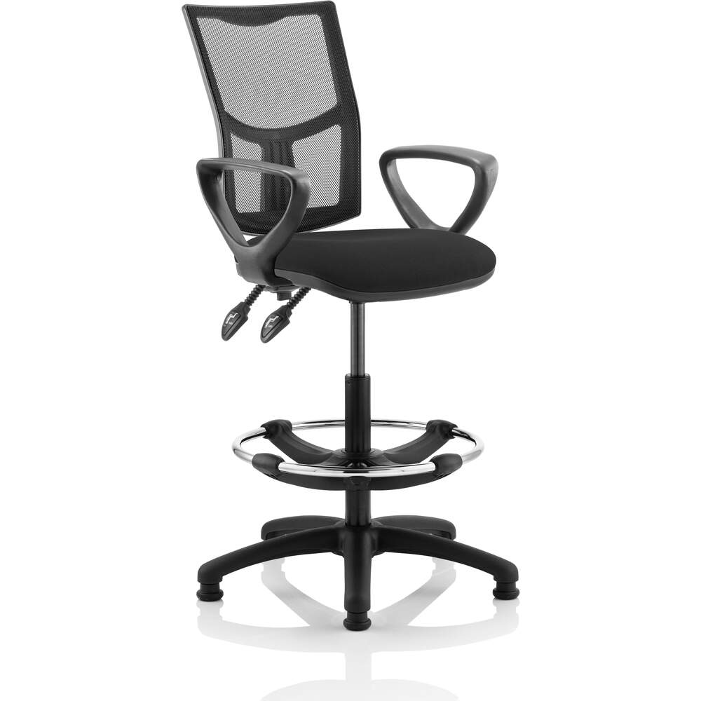 Eclipse II Lever Task Operator Chair Mesh Back With Black Seat With loop Arms With Hi Rise Draughtsman Kit