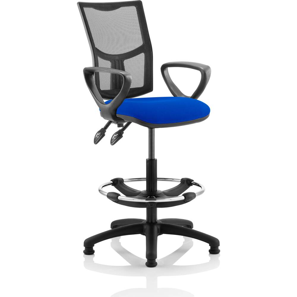 Eclipse II Lever Task Operator Chair Mesh Back With Blue Seat With loop Arms With Hi Rise  Draughtsman Kit