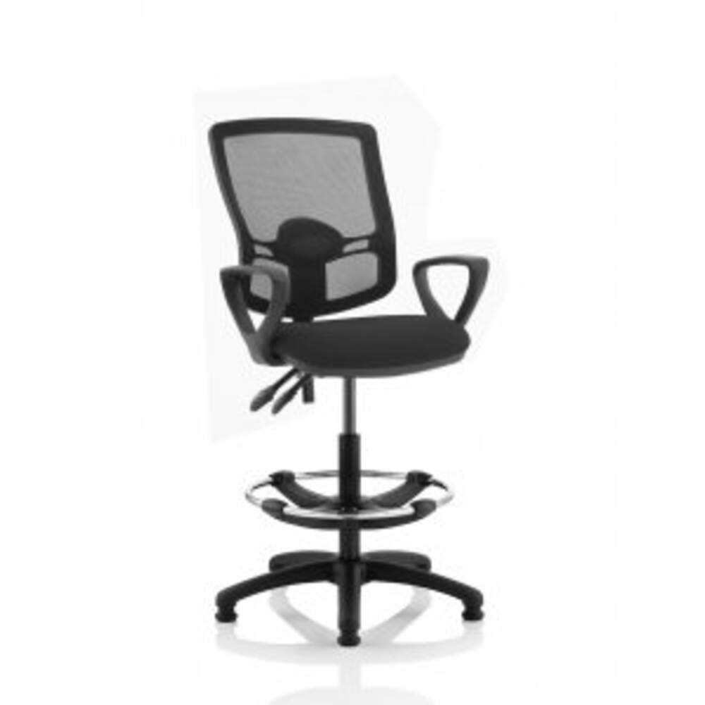 Eclipse Plus II Lever Task Operator Chair Mesh Back Deluxe With Black Seat With loop Arms With Hi Rise Draughtsman Kit