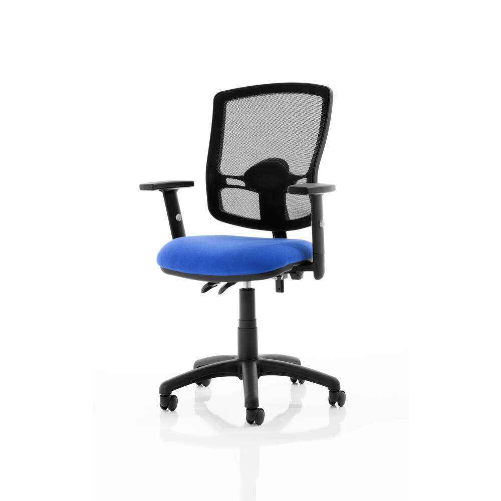 Eclipse Plus II Lever Task Operator Chair Mesh Back Deluxe With Blue Seat With Height Adjustable Arms