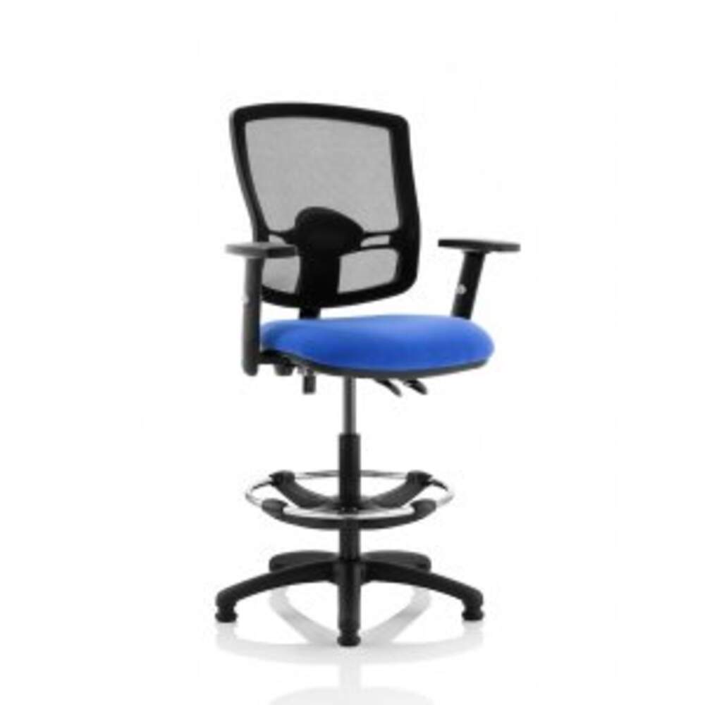 Eclipse Plus II Lever Task Operator Chair Mesh Back Deluxe With Blue Seat With Height Adjustable Arms With Hi Rise Draughtsman Kit